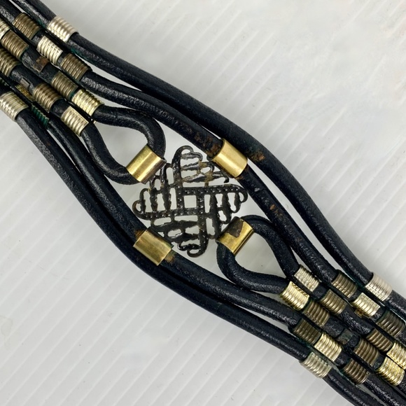 1970s Sultanija Florence Italy Black Leather Belt